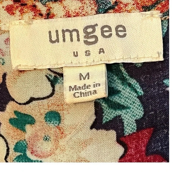 UMGEE FLORAL BOHO GYPSY TRAPEZE SWING PEASANT DRESS MULTICOLOR SIZE MEDIUM - Picture 8 of 11